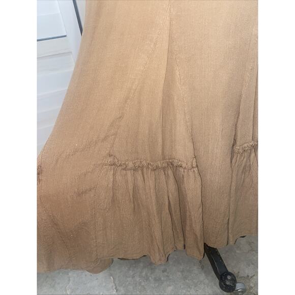 Coldwater Creek Tan Khaki Maxi Skirt Autumn Bohemian Boho Lined Sz Medium - Picture 6 of 7